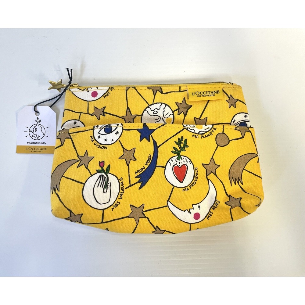 L'Occitane en Provence Makeup Cosmetic Bag Zipper Stars Moon Castelbajac Paris